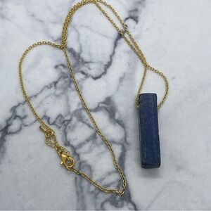 Lapis Lazuli Gold Tone Pendant Necklace